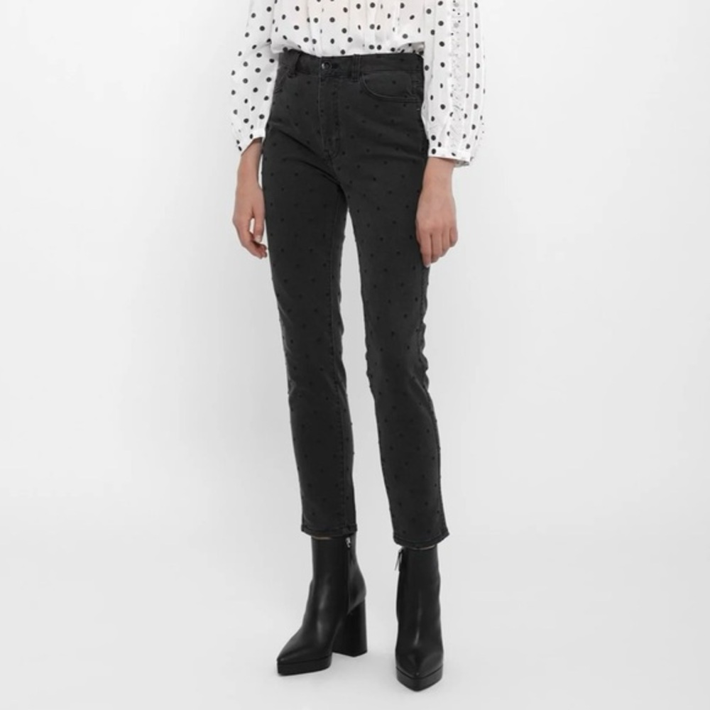 Ulla Johnson Prince Cropped Skinny Jeans Women’s 2 Charcoal Polka Dot‎ Playful